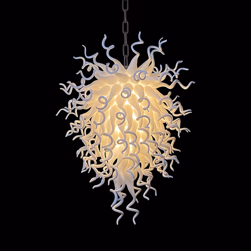 Chihuly Style Chandelier Handmade Blown White Exhibition Wedding Corridor Glass Art Pendant Light