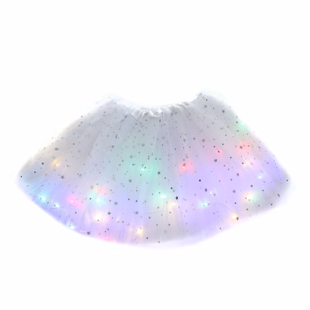 Children&prime;s Pommel Tutu Large Five-Pointed Star Gauze LED Luminous Decoration Princess Dress