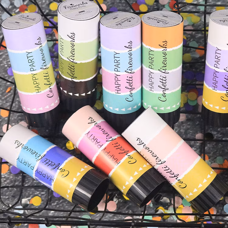 Round Confetti Cannons for Colorful Indoor Party Decorations