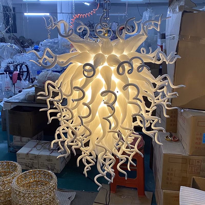 Chihuly Style Chandelier Handmade Blown White Exhibition Wedding Corridor Glass Art Pendant Light