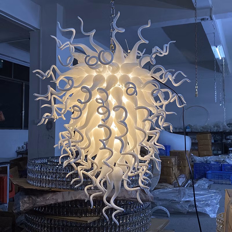Chihuly Style Chandelier Handmade Blown White Exhibition Wedding Corridor Glass Art Pendant Light