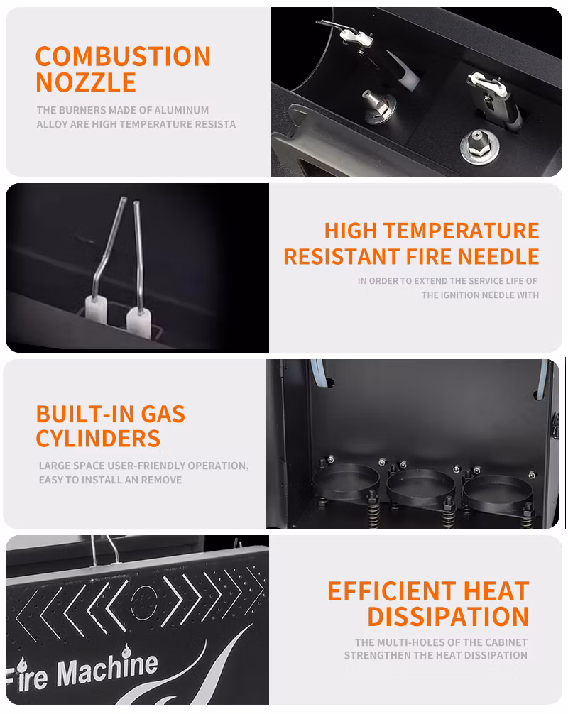 300W Flame DMX Stage Effect Fire Machine Spray Colorful 3 Head Flame Fire Fountain Machine Thrower Fire Flameeffect Machine