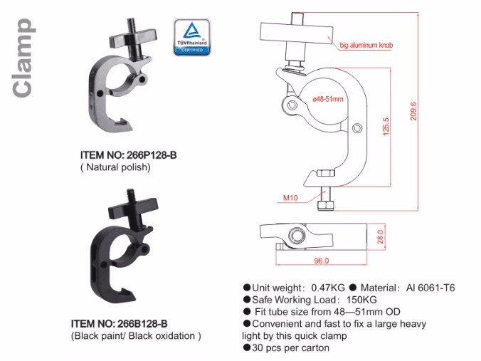 Aluminum Alloy Truss Hook Clamp Heavy Duty Profession Stage Light Hook Truss Clamps for Stage Lighting