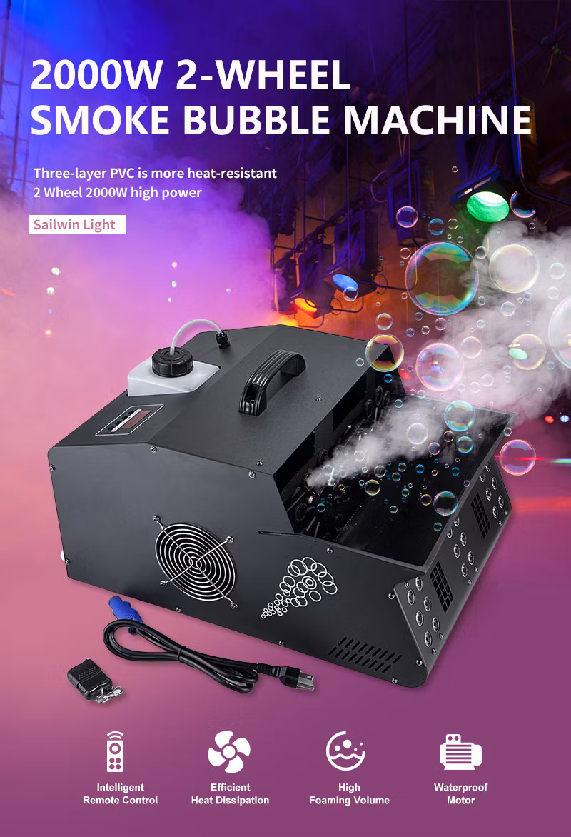 Sailwin 2000W LED Stage Lights DMX Disco Party Fog Smoke Bubble Machine for Bar Entertainment