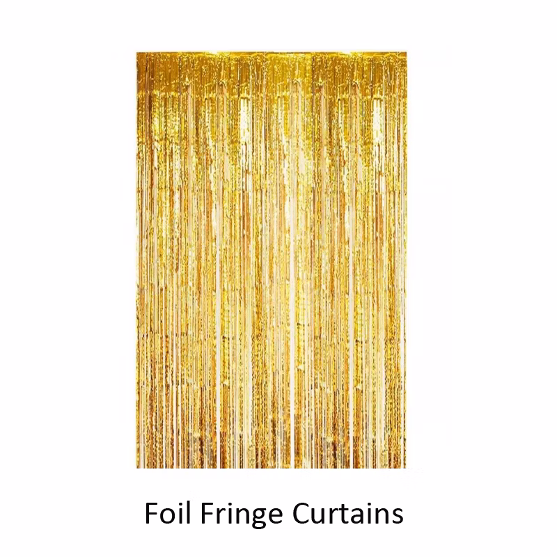 Foil Fringe Curtain Backdrop for Wedding Birthday Gender Reveal Party Decoration