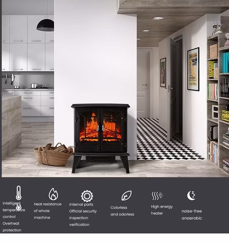 Flame Effect Heaters Realistic Fire Place Decor Flame Wood Burning Wall Mounted Recessed LED Electric Fireplaces Heater Insert