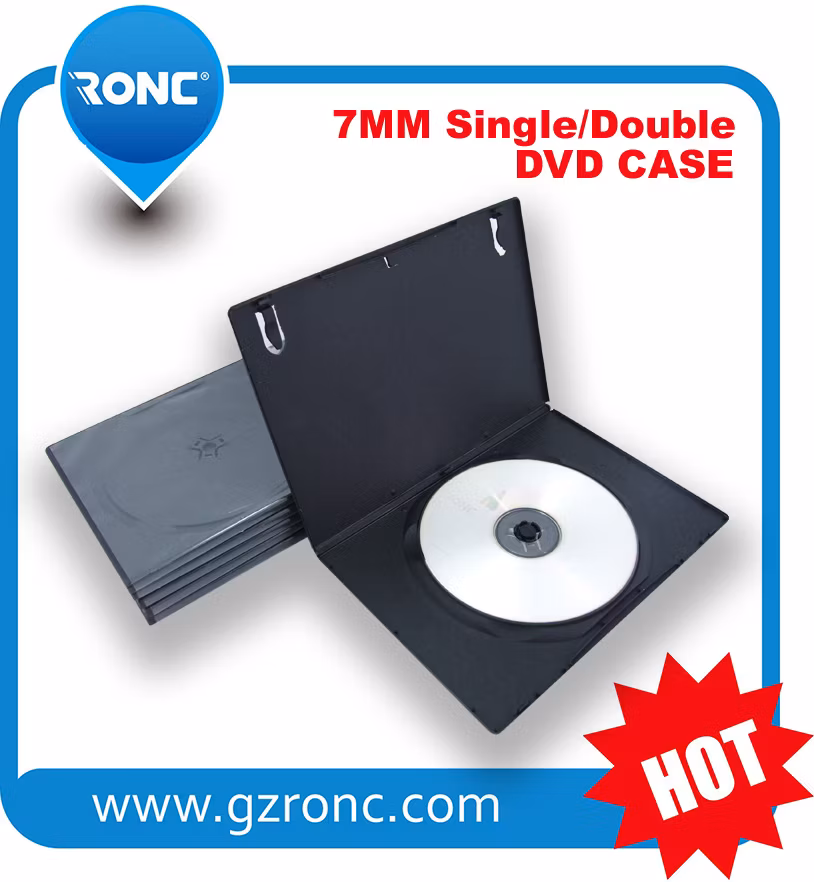Black Square 14mm 7mm CD Carrying Case Plastic DVD Storage Case