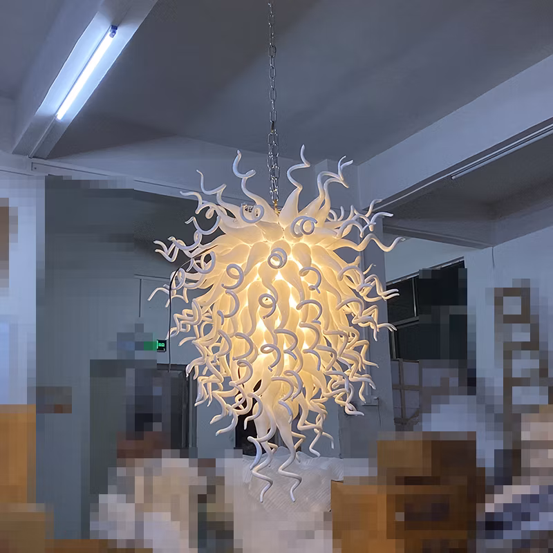Chihuly Style Chandelier Handmade Blown White Exhibition Wedding Corridor Glass Art Pendant Light