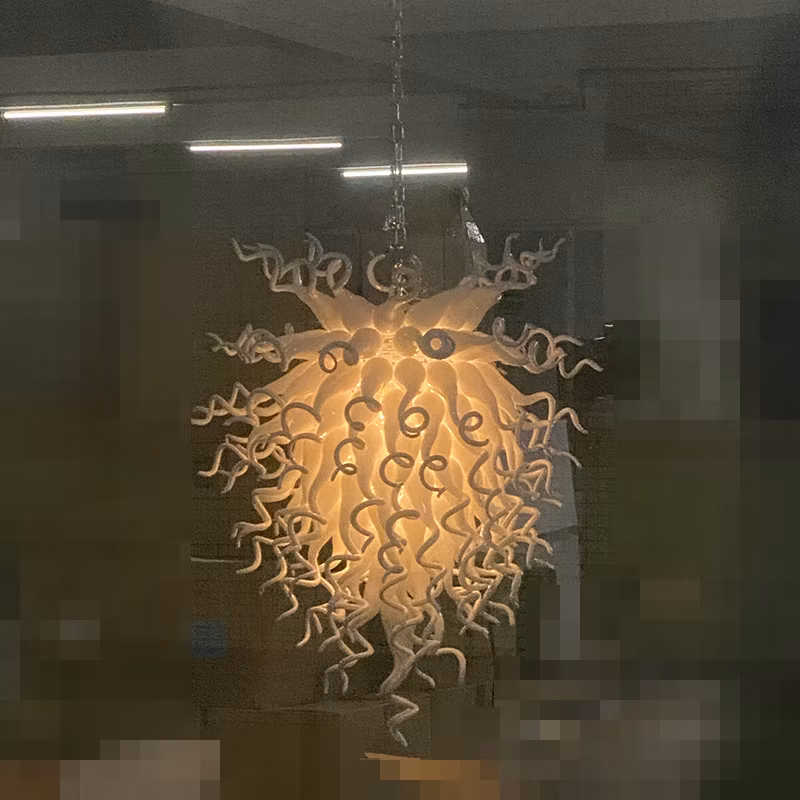 Chihuly Style Chandelier Handmade Blown White Exhibition Wedding Corridor Glass Art Pendant Light