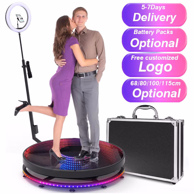 360 Degree Portable Photo Booth with Fill Light iPad Selfie Video 360 Photo Booth