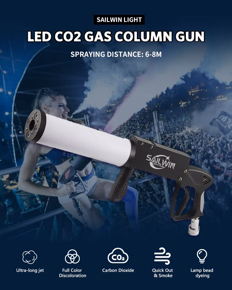 RGB Gun LED CO2 Gas Column Gun Fog Machine for Wedding Event