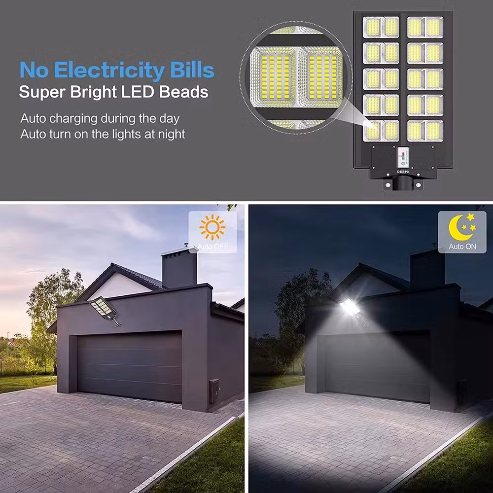 1200W Outdoor Fabricado En China Powered Panel System Flood Motion Light Road Battery Garden Wall LED All in One Integrated Solar Street Lamp Lighting