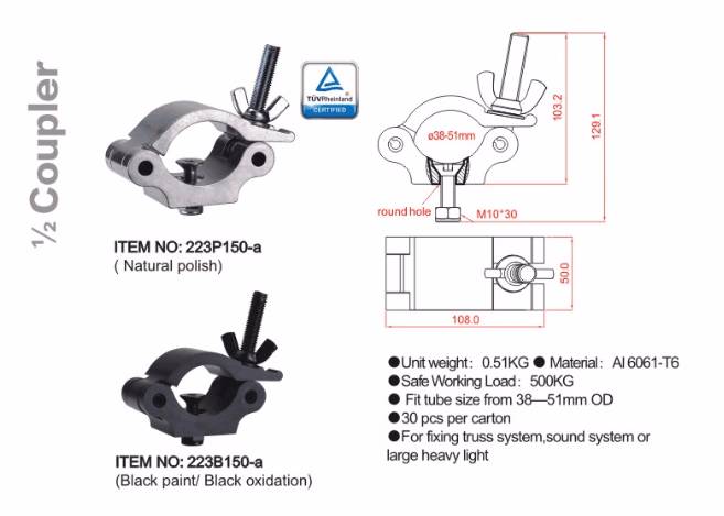 Aluminum Alloy Truss Hook Clamp Heavy Duty Profession Stage Light Hook Truss Clamps for Stage Lighting
