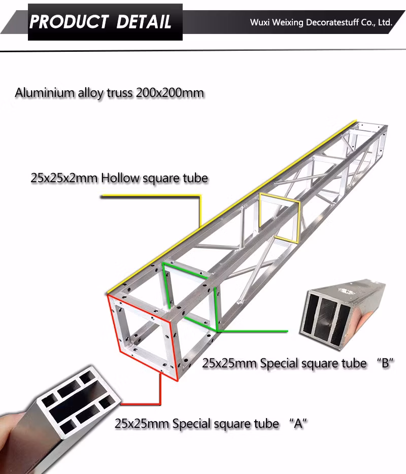 200X200mm Outdoor Portable Exhibition Concert Events Wedding Stage Lighting Show Speaker Aluminum Background Truss with Curved Roof LED Display Truss