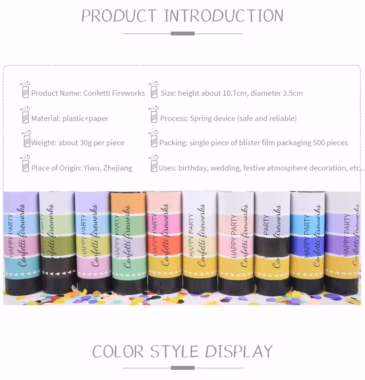 Event Party Supplies Wedding Birthday Party Decoration Rich Colors Push Pop Confetti Poppers Cannons