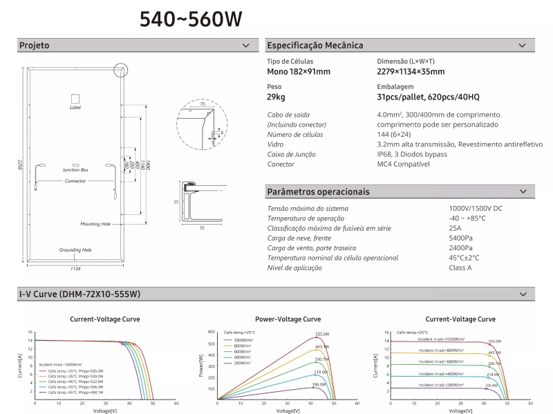 Solar Solar Energy Panels 550 Watts High Efficient Mono Photovoltaic 540W 550 W 560W Solar Panels