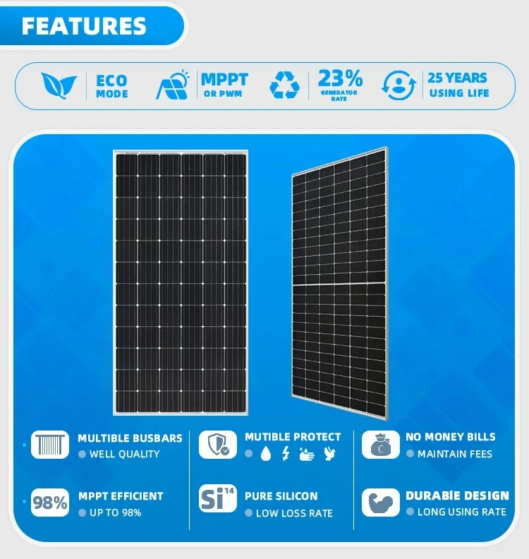 Solar Energy 415/450/540/550/ 600/700 W Watt Mono Half Cut Cell Bifacial Solar Panel