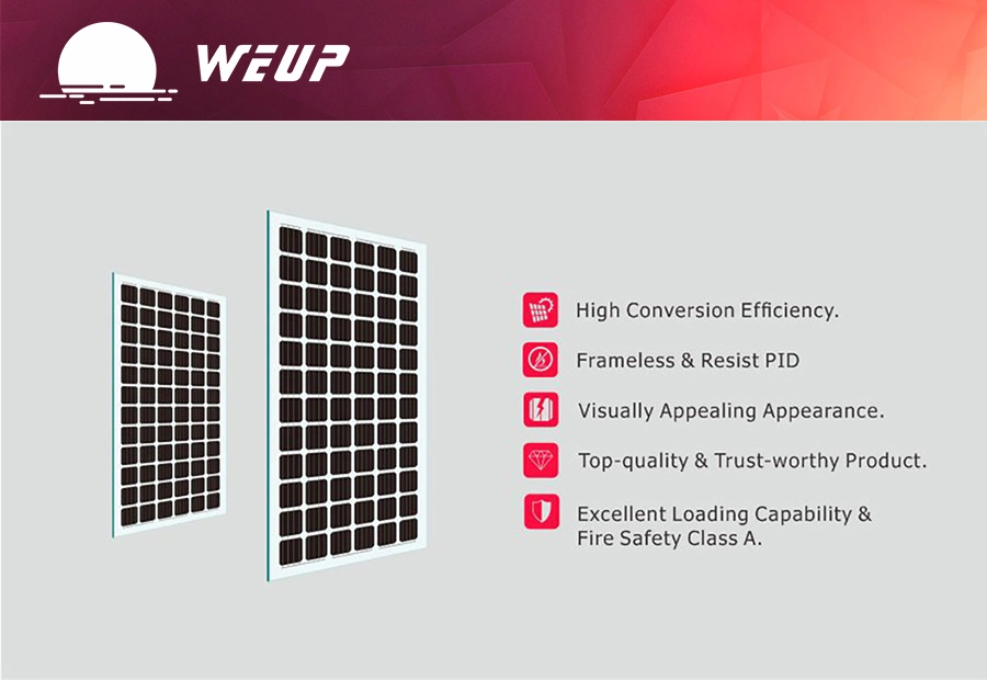 Weup 270W 280W 300W 360W 400W 500W BIPV Transparent Solar Double PV Glass Power Panel Price