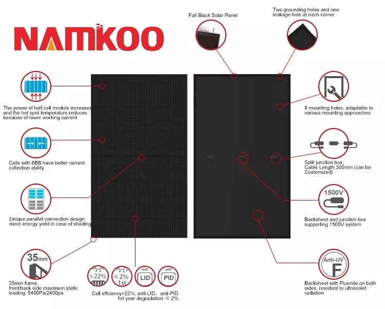 Full All Black Solar Panel Modules 48 Volt 450W 450 455 460 465 Watt Mono Solar Panel EU Stock