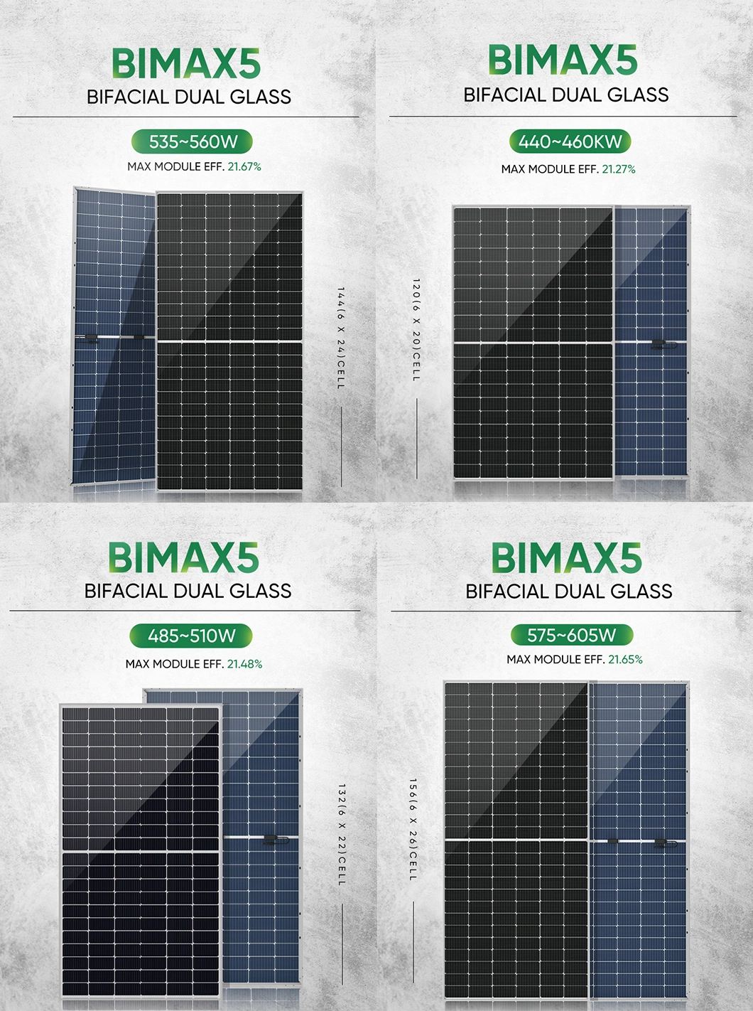 Sunpal High Quality Bifacial Solar Panels 535 540 545 550 555 560 Watts Double Panel Solares