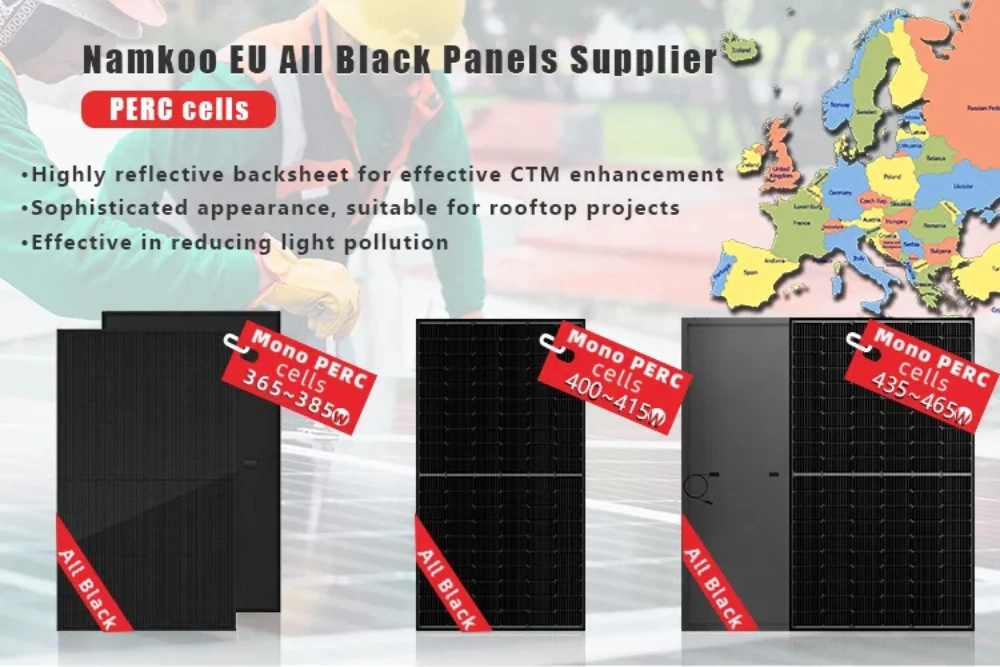 Full All Black Solar Panel Modules 48 Volt 450W 450 455 460 465 Watt Mono Solar Panel EU Stock