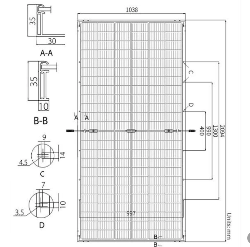 Solar Panel 350 450 Watts Half Cut A Grade Cell Custom Size N-Type Electric Square