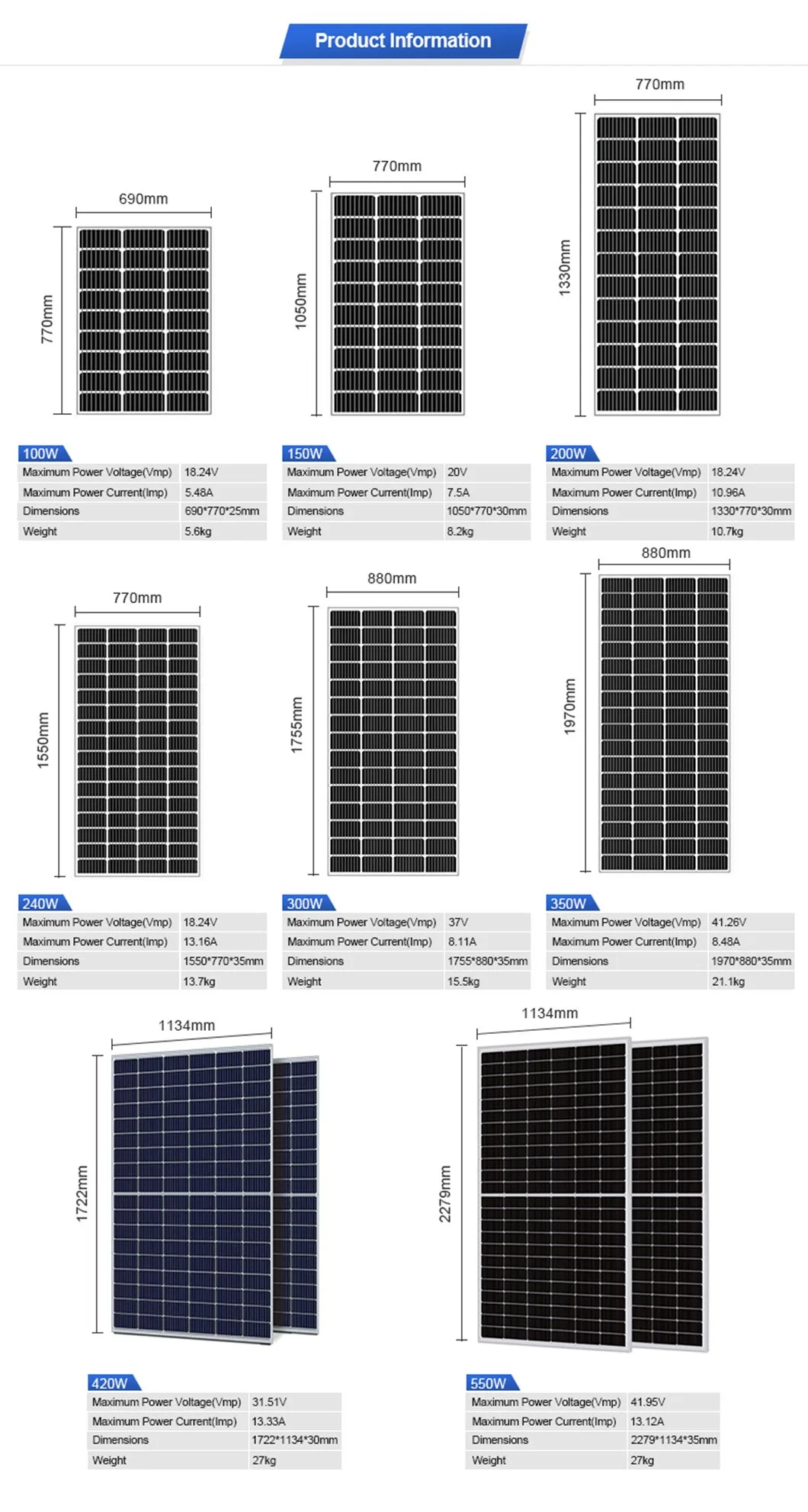 Warehouse Solar Paneles Solares 450 Watts 500W Solar Panels Monocrystalline