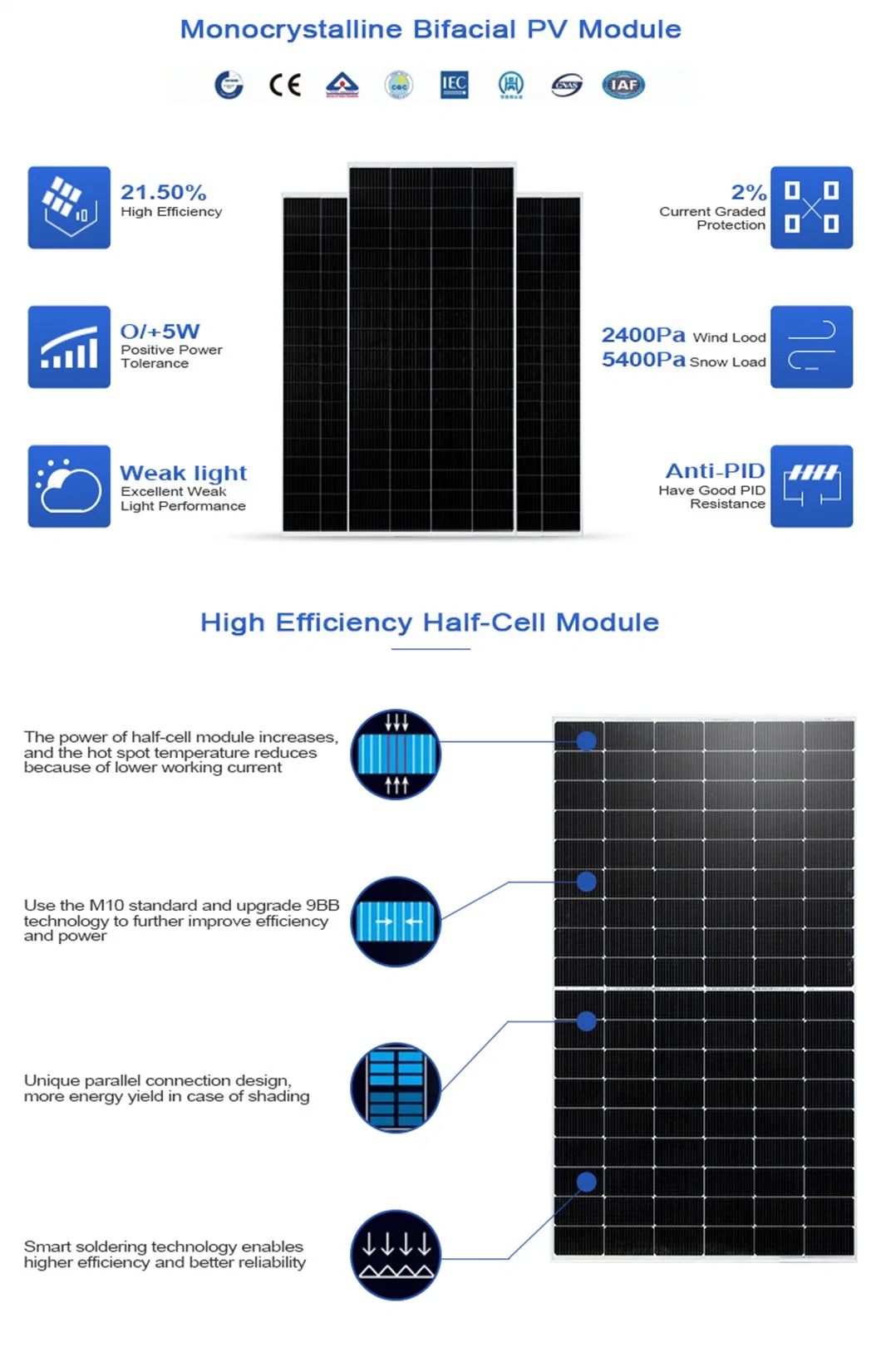 Warehouse Solar Paneles Solares 450 Watts 500W Solar Panels Monocrystalline