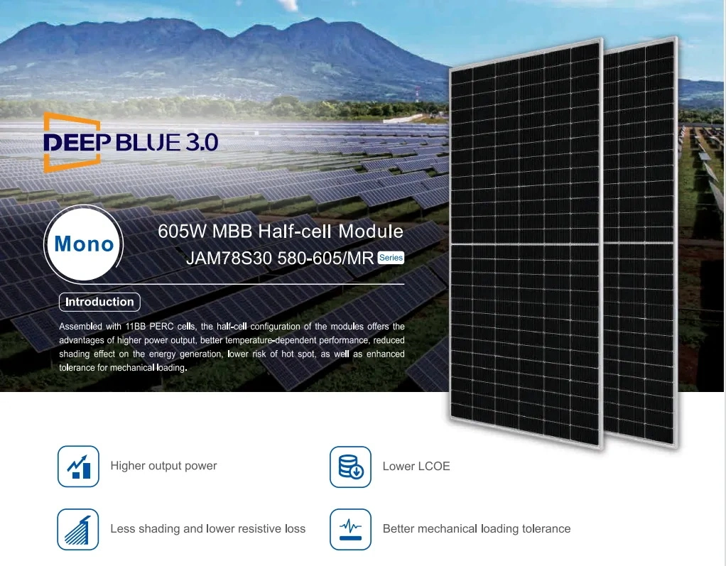 156 Half Cell Ja 580 590 595 605W Wholesale Poly PV Fold Flexible Black Monocrystalline Polycrystalline Photovoltaic Module Mono Solar Energy Sun Power Panel