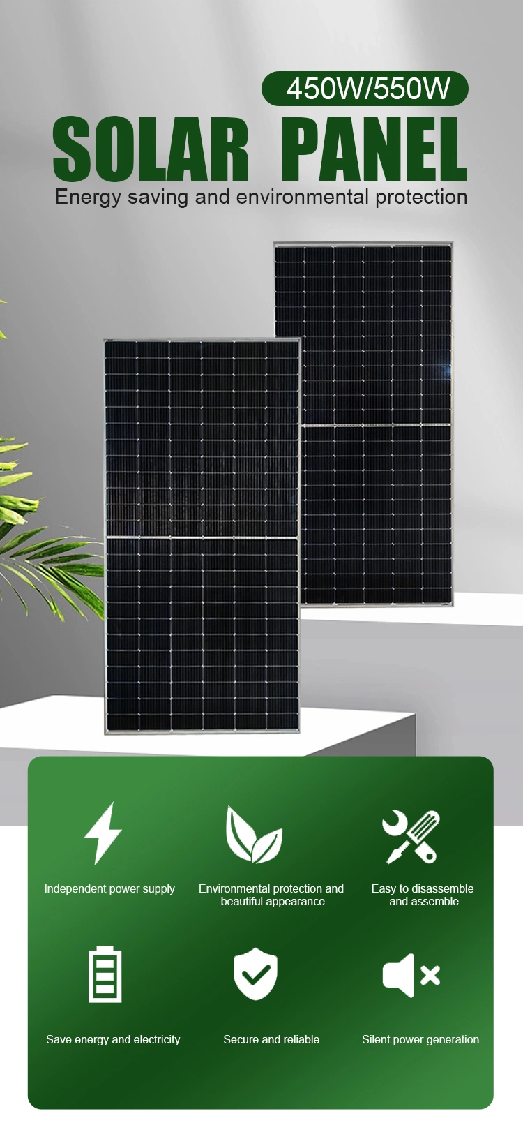 Solar Energy Aluminum 360W 380W 400W 420W for Solarmonocrystalline 450W Solar Cells Solar Panel 500W Manufacturers in China 550W Solar Module Solar Power