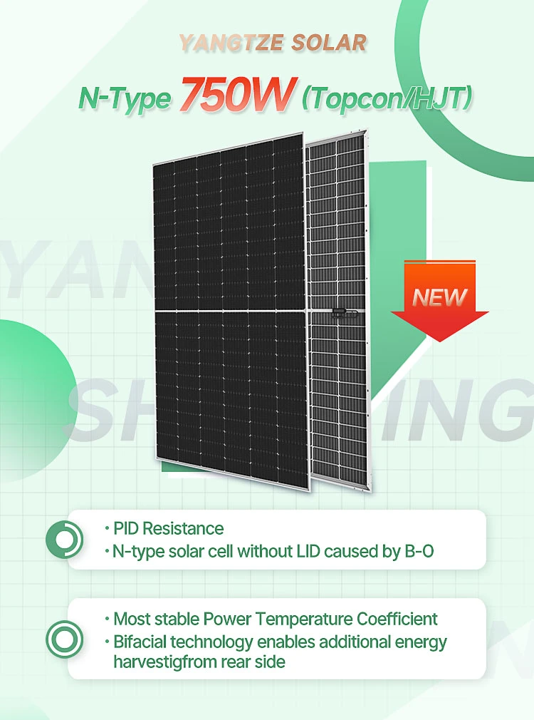 N-Type Wholesale N Type Hjt Bifacial Solar Panel All Black 750W Monocrystalline