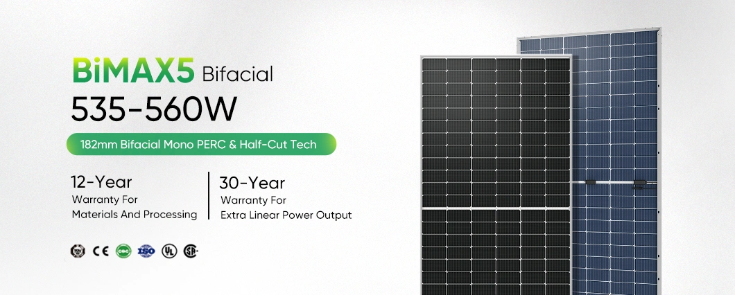 Sunpal High Quality Bifacial Solar Panels 535 540 545 550 555 560 Watts Double Panel Solares