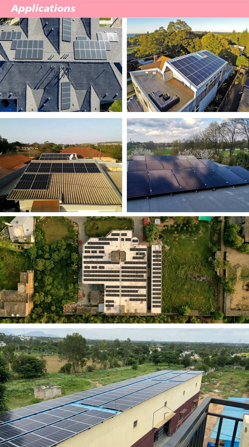 Full Black PV Module 550 Watt Solar Roof Shingle Solar Panel
