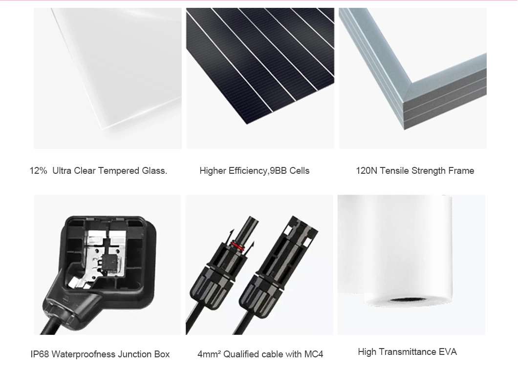 500W 510W Solar Panel Installation for Home Solar Roof System Half Cell 550 Watt Monocrystalline Camping Solar Module