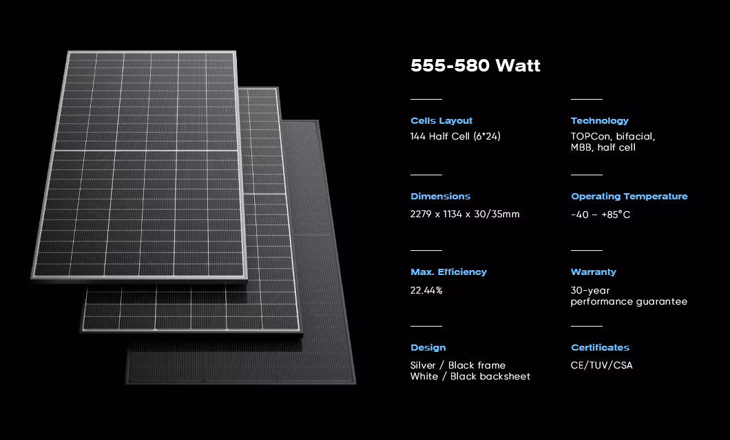 Sunevo N Type Solar Panels 540W 545W 550W 560W 570W Monocrystalline Solar Modules