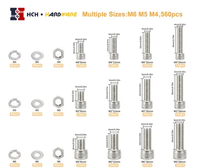 Hex Socket Head Cap Bolts Nuts <a href='/screw/'>Screw</a>s Assortment Set 304 Stainless Steel Allen Socket Drive <a href='/machine-screw/'>Machine Screw</a>s