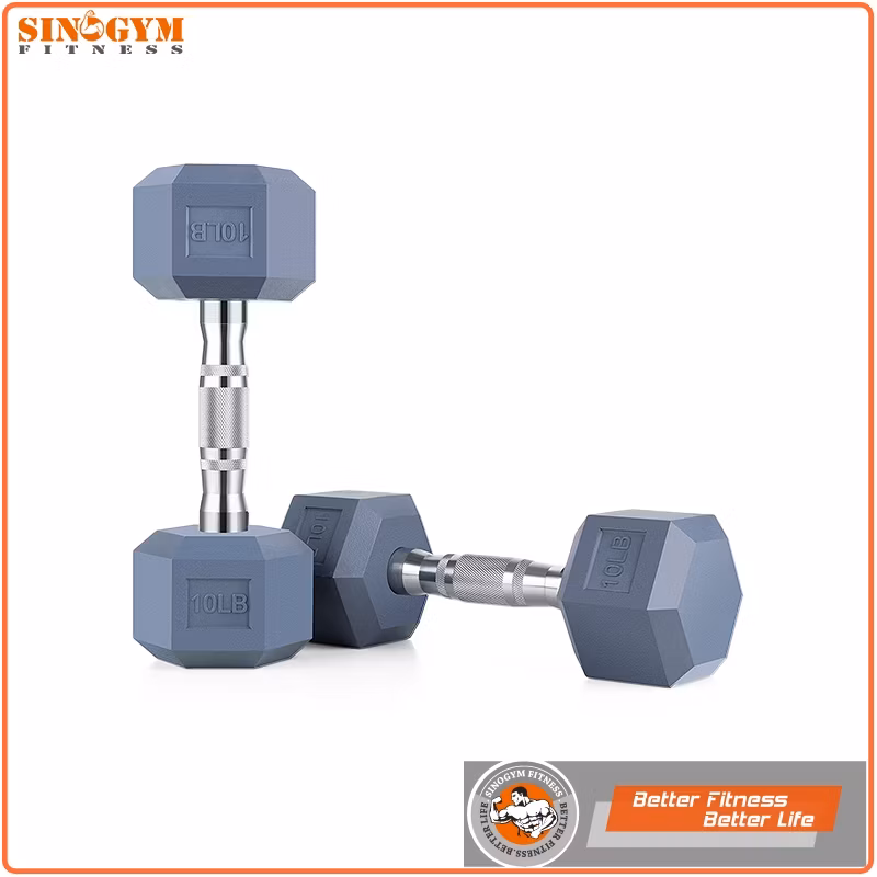 Color Rubber Coated Hexagonal or Octagonal End Knurling Grip Dumbbell