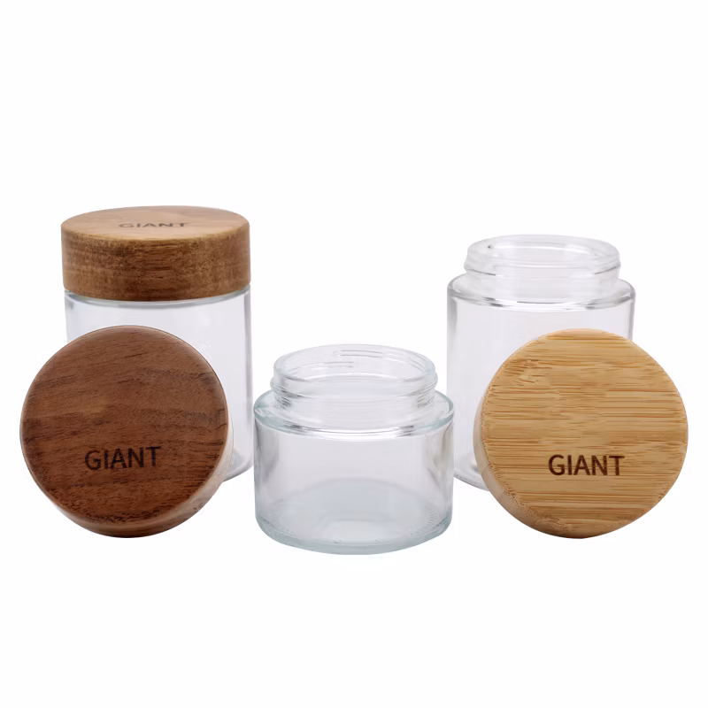 China Supply Pre Roll Glass Storage Jar with Decorative Airtight Bamboo Lid Multi Use Stash Container for Flower Tea Candy Q-Tips Oil for The Bedroom Kitchen