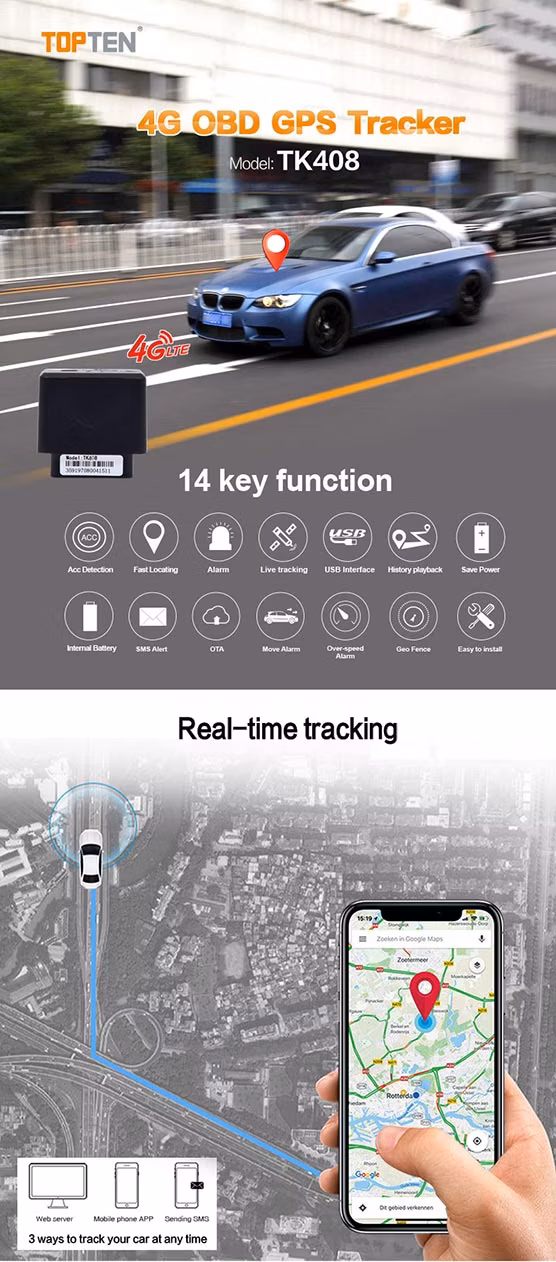 4G Car Locator Tracking System with Remote Control, Stop The Car-Ef