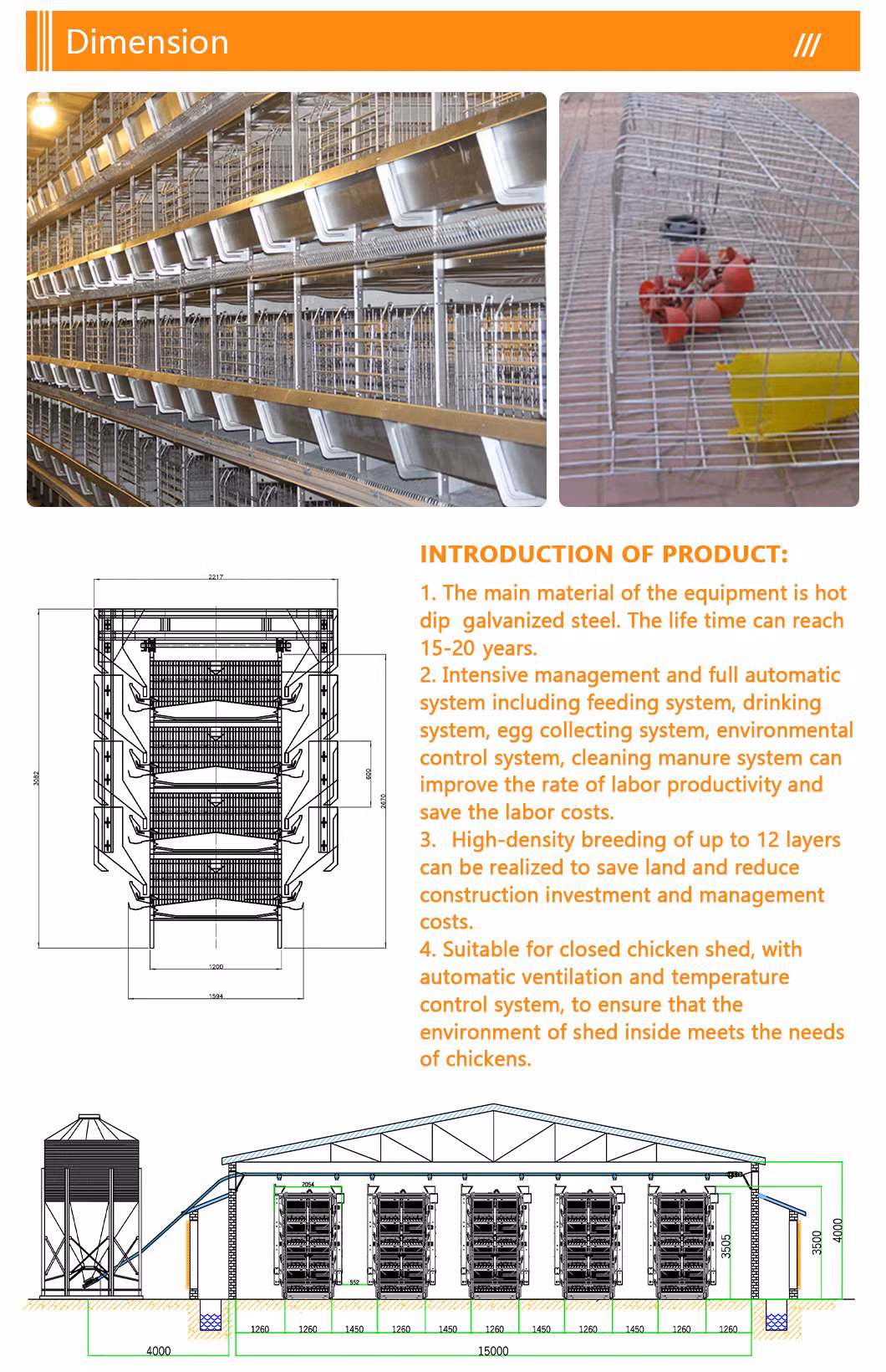 H Type Battery Layer Chicken Cages Automatic Egg Poultry Farming Equipment System