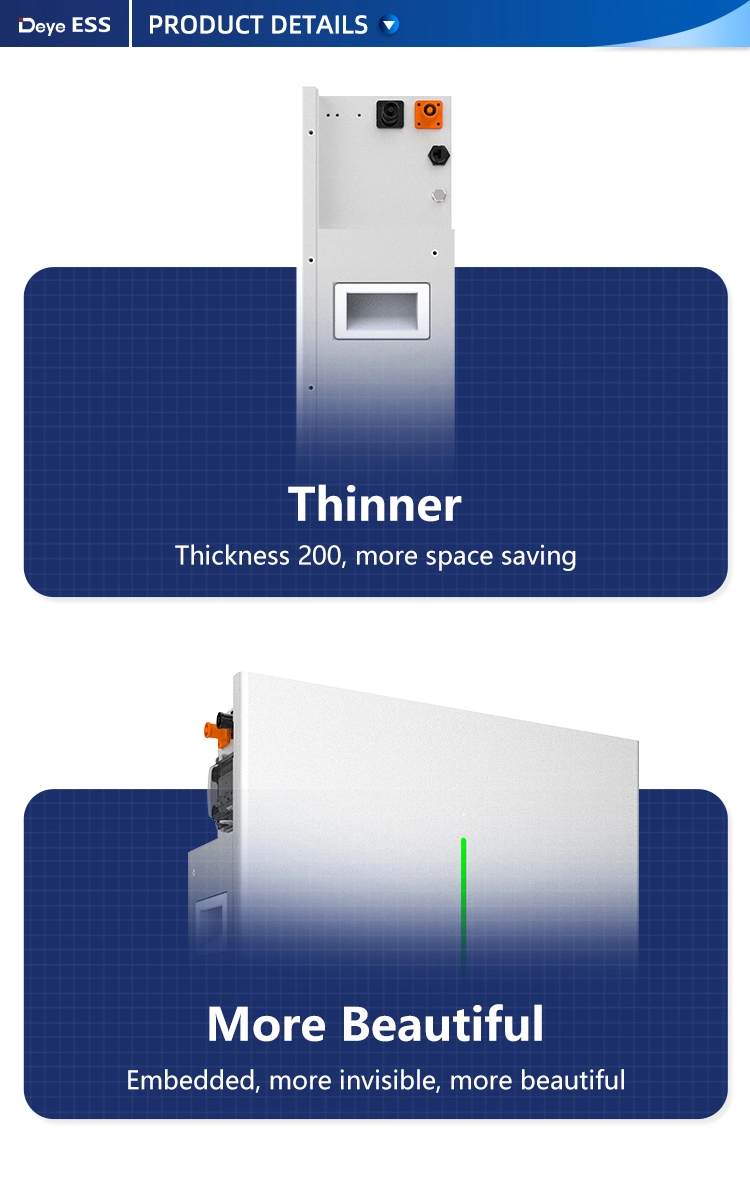 Deye Ess RW-F10.2 Scalable Capacity 200ah LiFePO4 Battery Solar System with Battery Energy Storage