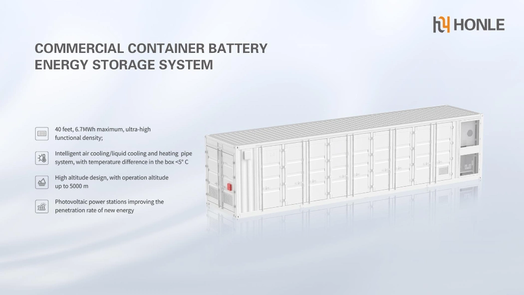 Honle 1.72mwh Outdoor Lithium Power Battery Energy Storage System Bess for Industrial Use with Solar Cooling System