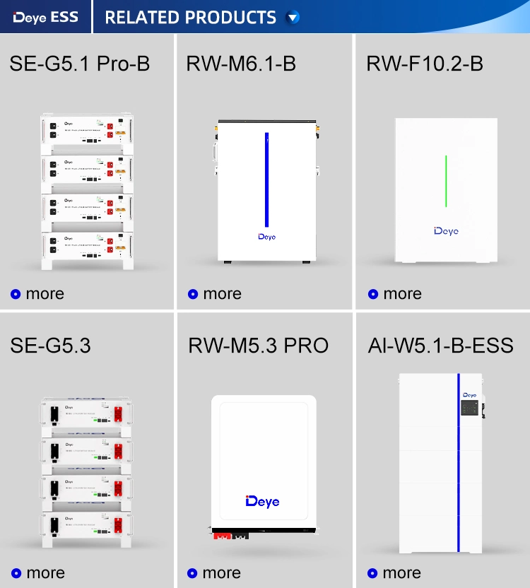 Deye Ess RW-F10.2 Scalable Capacity 200ah LiFePO4 Battery Solar System with Battery Energy Storage