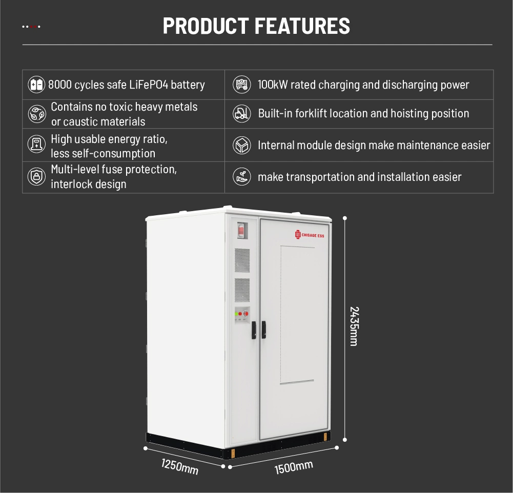 Outdoor IP54 100kw 215kw All in One Energy Storage System Cabinet for Solar Power