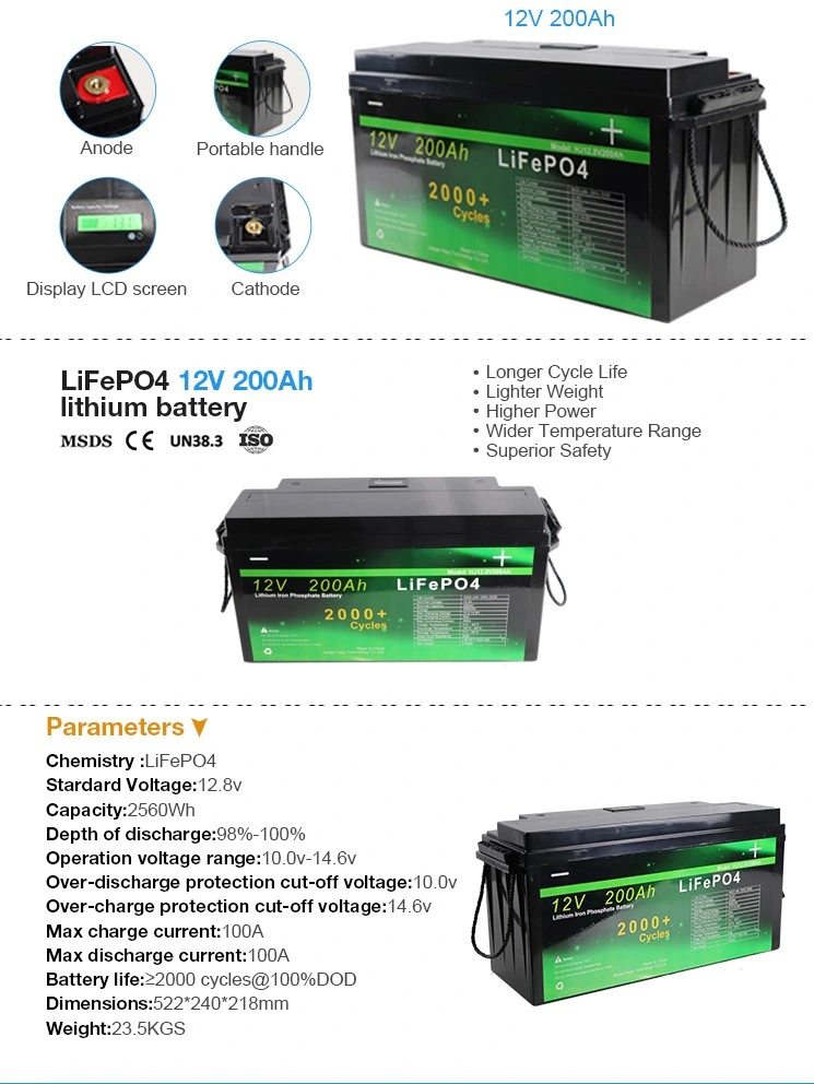 Wholesale Price LiFePO4 Battery 12V 24V 36V 50ah 100ah 200ah Lithium Iron Phosphate Battery for RV/Golf Cart/Yacht/Marine/Agv Solar Storage