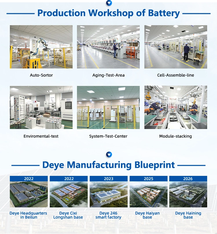 Deye Ess RW-F10.2 Scalable Capacity 200ah LiFePO4 Battery Solar System with Battery Energy Storage