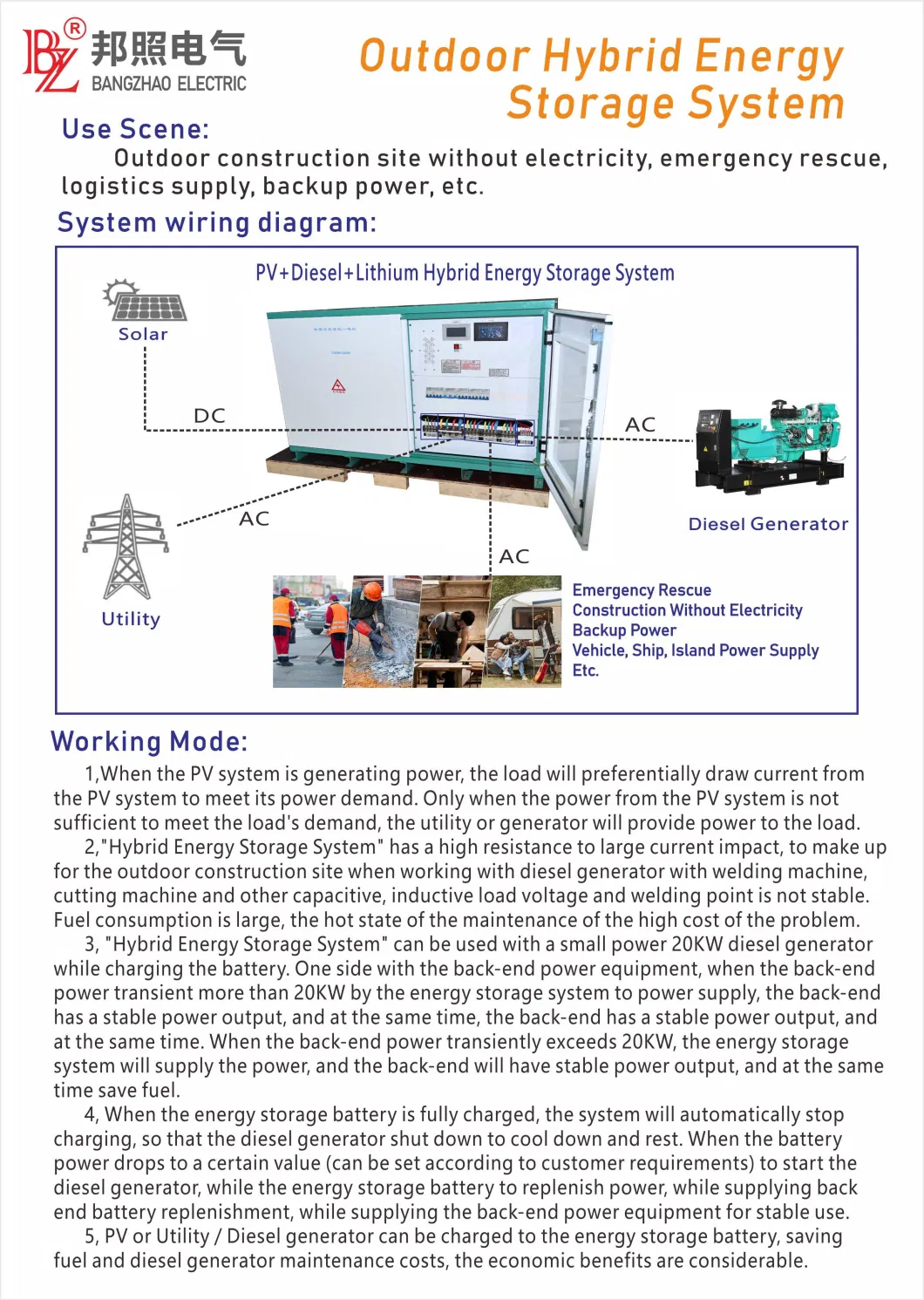 32kwh Outdoor Non-Electric Construction Site Energy Storage System