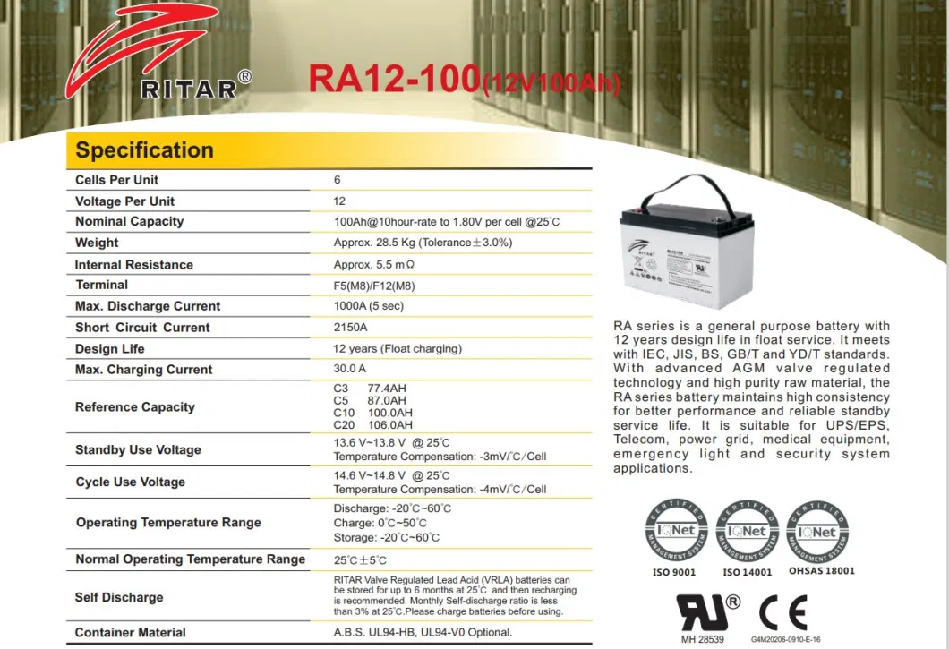 Deep Cycle AGM Battery 12V 100ah 150ah 200ah 250ah 300ah Home Power Battery Storage