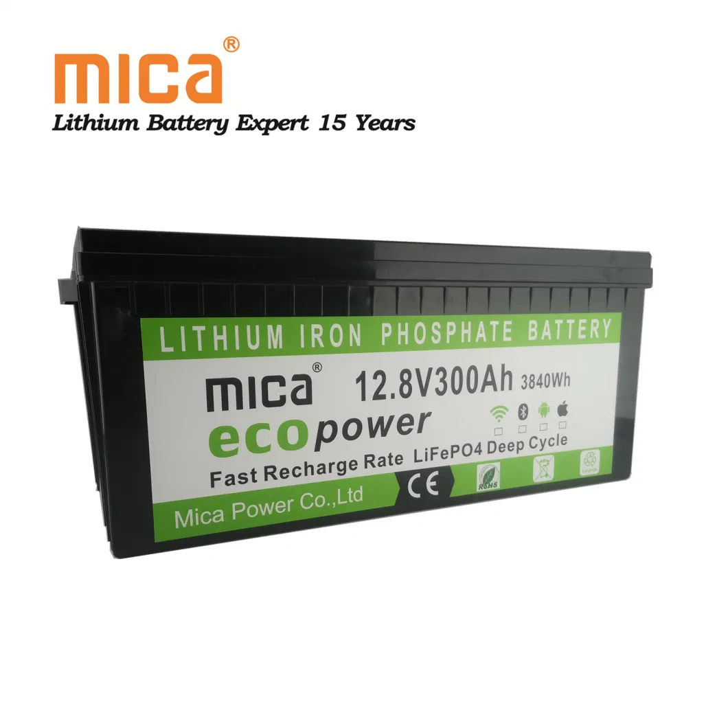 Mica Factory Direct LiFePO4 Battery Pack 12V RV Marine Leisure Lithium 12V 300ah 3.6kwh Solar Energy Storage