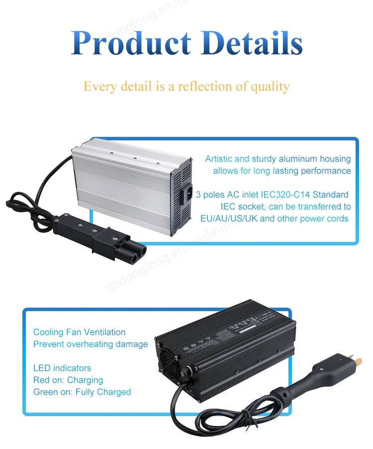 600W 48V10A Golf Cart Charger for Lithium Ion Lead Acid Battery Pack 30ah-80ah